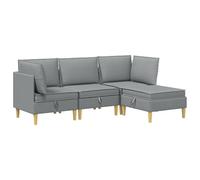 HETFTJN Canapé Modulable de Salon 4 Pièces avec Rangement, Ensemble de Canapé d'angle Moderne en Tissu Gris Clair avec Pouf et Coussins Amovibles pour Maison, 210 x 140 x 82 cm