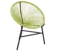 HETFTJN Chaise Acapulco de Jardin en Résine Tressée Vert, Fauteuil Extérieur avec Structure en Acier, Style Rétro pour Terrasse, Patio et Balcon, 69 x 66 x 87 cm