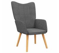 HETFTJN Chaise de Relaxation Gris Foncé, Fauteuil Salon Chic en Tissu avec Pieds en Bois et Cadre en Steel, Siège Rembourré Confortable pour Bureau et Chambre, 61,5x69x95,5 cm