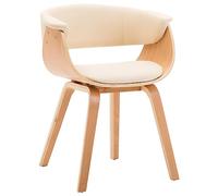 HETFTJN Chaise de Salle à Manger Crème en Bois Courbé et Similicuir - Fauteuil Confortable Ergonomique et Robuste avec 4 Pieds en Bois pour Salon, Bureau et Coiffeuse, 59,5x51x72 cm
