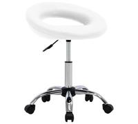 HETFTJN Chaise de Salle à Manger Pivotante, Tabouret de Bureau Blanc en Similicuir avec roulettes, Chaise de Salon Réglable en Hauteur, Siège Confortable pour Coiffeuse et Cuisine