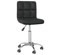 HETFTJN Chaise Pivotante de Salle à Manger Noir en Similicuir - Chaise de Bureau Réglable en Hauteur avec roulettes et Vérin à Gaz - Siège Confortable pour Cuisine, Salon et Bureau à Domicile