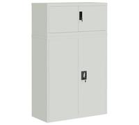 HETFTJN Classeur de Bureau en Acier, Armoire de Rangement Métallique Verrouillable avec 2 Étagères Réglables, Meuble pour Dossiers et Fournitures, Gris Clair, 90x40x145 cm