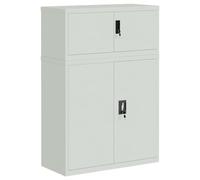 HETFTJN Classeur de Bureau Métallique 90x40x130 cm, Armoire de Rangement en Acier Verrouillable, Meuble de Classement avec 2 Étagères Réglables pour Documents, Gris Clair