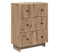 HETFTJN Commode 3 Tiroirs Meuble de Rangement, Chiffonnier Style Vintage en Bois d'Ingénierie, Console de Rangement pour Salon, Bureau et Entrée, Chêne Artisanal, 66 x 34,5 x 90 cm