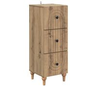 HETFTJN Commode à Tiroirs Vintage, Meuble de Rangement Colonne en Bois d'Ingénierie avec 3 Tiroirs, Chiffonnier Gain de Place pour Salon et Entrée, Chêne Artisanal, 33 x 34,5 x 90 cm