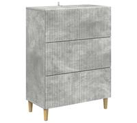 HETFTJN Commode de Salon en Bois d'Ingénierie, Armoire à 3 Tiroirs Style Vintage, Meuble de Rangement Rectangulaire pour Entrée et Bureau, Gris Béton, 66 x 34,5 x 90 cm