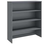 HETFTJN Dessus de Buffet HAMAR en Bois de Pin Massif - Vaisselier Haut 3 Étagères et Élément Supérieur pour Buffet de Cuisine Salon ou Salle à Manger, Gris Foncé - 90 x 30 x 100 cm