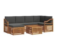 HETFTJN Ensemble de canapé Dangle 7 pièces en Bois dacacia Massif - Salon de Jardin modulaire avec Coussins Anthracite, Table, Pouf et fauteuils - Mobilier dextérieur pour terrasse et Balcon