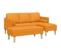 HETFTJN Ensemble de Canapés Modulables avec Pouf, Canapé d'angle en L 3 Places et Repose-Pieds, Canapé de Salon Moderne en Polyester Respirant, Jaune Foncé