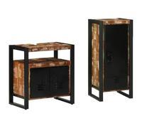 HETFTJN Ensemble de Meuble de Salle de Bain 2 Pièces en Bois Recy t Fer, Mobilier de Rangement avec Colonne 40x35x90cm et Cabinet Bas 55x35x60cm, Style Industriel Noir