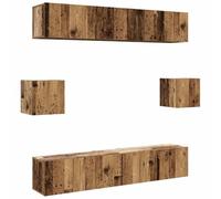 HETFTJN Ensemble de Meuble TV Mural 6 Pièces en Bois d'Ingénierie Coloris Vieux Bois, Meuble Télé Suspendu pour Salon, 4 Éléments de 80 cm et 2 Modules de 30,5 cm
