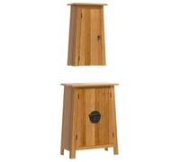 HETFTJN Ensemble de Meubles de Salle de Bain 2 Pcs en Bois de Pin Massif, Meuble de Rangement Vintage avec Armoire Latérale 59x32x80 cm et Armoire Murale Suspendue 42x23x70 cm