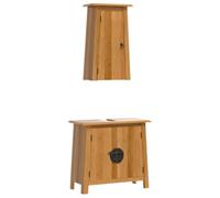 HETFTJN Ensemble de Meubles de Salle de Bain 2 Pcs en Bois de Pin Massif, Meuble sous Vasque 70 cm et Armoire Murale de Rangement Suspendue Style Vintage Rustique
