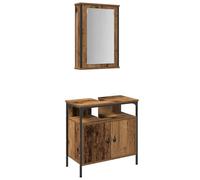 HETFTJN Ensemble de Meubles de Salle de Bain 2 Pièces, Meuble sous-Lavabo 60x30x60 cm et Armoire Miroir 42x12x60 cm, Rangement en Bois d'Ingénierie, Design Moderne et Minimaliste, Marron