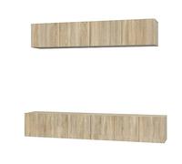 HETFTJN Ensemble de Meubles TV 5 Pièces en Bois d'Ingénierie Chêne Sonoma, Meuble TV Suspendu Mural avec Portes et Rangements pour Salon, Lot de 5 Modules (3X 60cm + 2X 80cm)