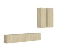 HETFTJN Ensemble de Meubles TV Suspendus 4 Pièces, Meuble TV Mural Flottant en Bois d'Ingénierie pour Salon, Armoire de Rangement HiFi Moderne, Couleur Chêne Sonoma