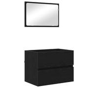 HETFTJN Ensemble de Mobilier de Salle de Bain 2 Pièces en Bois d'Ingénierie, Meuble Suspendu avec Tiroir et Miroir de 60 cm, Design Moderne pour Cabinet de Toilette, Chêne Noir