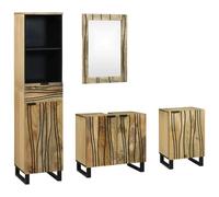 HETFTJN Ensemble de Mobilier de Salle de Bain 4 Pièces avec Colonne de Rangement, Meuble sous Vasque, Meuble Bas et Miroir Mural, Rangement en Bois d'Ingénierie, Marron