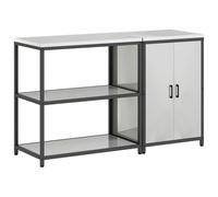 HETFTJN Ensemble de Rangement Cuisine 2 Pièces en Acier Galvanisé Argenté, Meuble de Cuisine avec 4 Étagères et 2 Portes, Buffet Moderne Industriel pour Organisation Intérieure, 150x50x92 cm