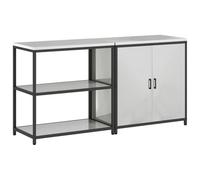 HETFTJN Ensemble de Rangement Cuisine 2 Pièces en Acier Galvanisé Argenté, Meuble de Cuisine avec Étagères Réglables et Portes, Buffet Industriel Robuste 180 x 50 x 92 cm