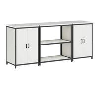 HETFTJN Ensemble de Rangement Cuisine 3 Pièces Blanc en Acier Laminé à Froid, Buffet Industriel avec 6 Étagères et 4 Portes pour l'Organisation Intérieure, 210 x 50 x 92 cm