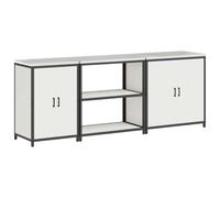 HETFTJN Ensemble de Rangement Cuisine 3 Pièces en Acier Blanc, Meuble Bas Industriel avec 4 Portes et 6 Étagères, Buffet de Cuisine Moderne 240x50x92 cm pour Usage Intérieur et Extérieur