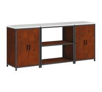 HETFTJN Ensemble de Rangement Cuisine 3 Pièces en Acier Patiné, Meuble de Rangement Industriel avec 6 Étagères et 4 Portes, Buffet pour Intérieur, 210 x 50 x 92 cm, Coloris Rouillé