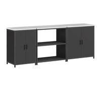 HETFTJN Ensemble de Rangement Cuisine 3 Pièces Noir en Acier, Buffet Industriel avec 4 Portes et 6 Étagères, Meuble de Rangement Intérieur et Extérieur, 240 x 50 x 92 cm