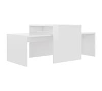 HETFTJN Ensemble de Table Basse gigogne, Table d'appoint Moderne en Bois d'ingénierie, Lot de 2 Tables imbriquables pour Salon, Blanc Brillant, 100 x 48 x 40 cm