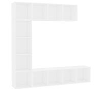 HETFTJN Ensemble Meuble TV et Bibliothèque 3 Pièces, Meuble de Salon avec Rangement, Étagère Murale et TV, Bois d'ingénierie Blanc, Dimensions 180x30x180 cm pour Salon