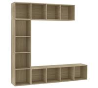 HETFTJN Ensemble Meuble TV et Bibliothèque 3 Pièces, Meuble Mural et Étagère Rangement Salon en Bois d'Ingénierie, Couleur Chêne Sonoma, Dimensions 180 x 30 x 180 cm