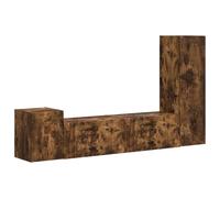 HETFTJN Ensemble Meuble TV Mural 4 Pièces, Meuble de Salon Suspendu en Bois d'Ingénierie avec 4 Portes et Étagères, Buffet Flottant pour Séjour et Salon, Chêne Fumé