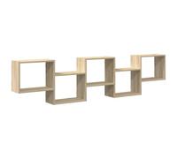 HETFTJN Étagère Cube Murale 5 Compartiments, Bibliothèque Flottante en Bois d'Ingénierie, Rangement Mural Gain de Place pour Salon et Chambre, Style Chêne Sonoma, 184 x 18 x 44 cm