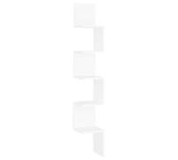 HETFTJN Étagère d'angle Murale à 5 Niveaux, Meuble de Rangement Suspendu en Bois d'ingénierie pour Salon et Chambre, Bibliothèque décorative Gain de Place, Blanc, 20 x 20 x 127,5 cm