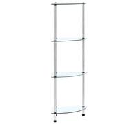 HETFTJN Étagère en Verre 4 Niveaux, Vitrine de Rangement Contemporaine 30x30x100 cm avec Cadre en Acier Inoxydable, Étagère Transparente pour Salon Bureau Salle de Bain