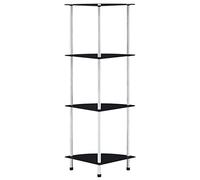 HETFTJN Étagère en Verre 4 Niveaux, Vitrine Moderne Noire, Meuble de Rangement en Verre Trempé et Acier Inoxydable pour Salon Bureau Salle de Bain, 30x30x100 cm