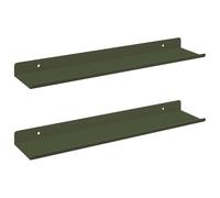 HETFTJN Étagère Flottante Murale Lot de 2 en Acier Vert Olive 40 cm, Étagère Métallique Moderne avec Bords Surélevés pour Salon, Bureau et Chambre, Design Minimaliste Gain de Place