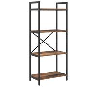 HETFTJN Étagère Industrielle 4 Niveaux, Bibliothèque au Style Loft, Rangement sur Pied en Bois d'Ingénierie et Acier, 56 x 34 x 133,5 cm, Étagère de Bureau et Salon