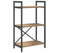 HETFTJN Étagère Industrielle, Bibliothèque 3 Niveaux, Meuble de Rangement en Bois d'Ingénierie et Acier, Style Loft pour Salon ou Bureau, Chêne Artisanal, 56 x 34 x 96 cm