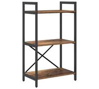 HETFTJN Étagère Industrielle en Bois d'Ingénierie, Bibliothèque de Rangement à 3 Niveaux, Meuble Style Loft pour Salon et Bureau, Coloris Bois Ancien, 56 x 34 x 96 cm