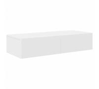 HETFTJN Étagère Murale avec 2 Tiroirs Blanc 80x33x17 cm en Bois d'Ingénierie, Table de Chevet Flottante et Console Murale Suspendue pour Salon, Chambre et Entrée, Max 60 kg