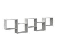 HETFTJN Étagère Murale Cube avec 5 Compartiments, Bibliothèque Flottante en Bois d'Ingénierie, Meuble de Rangement Mural pour Salon et Chambre, Design Moderne Gris Béton, 184 x 18 x 44 cm