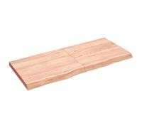 HETFTJN Étagère Murale en Bois de Chêne Massif 140x60 cm, Plateau de Table Rustique à Bord Vif Verni, Dessus de Meuble Polyvalent pour Bureau, Salle de Bain et Salon, Marron Clair