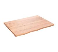 HETFTJN Étagère Murale en Bois de Chêne Massif 80x60x2 cm Marron Clair, Plateau de Table à Bord Vif Verni pour Salle de Bain et Bureau Style Rustique