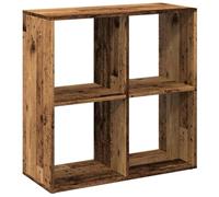 HETFTJN Étagère séparatrice de pièce 4 Compartiments, Meuble de Rangement bibliothèque en Bois d'ingénierie, Organisateur modulaire Salon Bureau, Couleur Vieux Bois, 69,5 x 29 x 69,5 cm