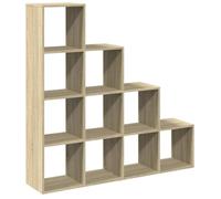 HETFTJN Étagère séparatrice de pièce 4 Niveaux, Meuble de Rangement escalier avec 10 Compartiments, Bibliothèque pour Salon et Bureau, Bois d'ingénierie, Chêne Sonoma, 131,5x29x131,5 cm