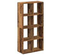 HETFTJN Étagère Séparatrice de Pièce, Bibliothèque à 8 Compartiments, Meuble de Rangement en Bois d'Ingénierie, Design Géométrique pour Salon et Bureau, Vieux Bois, 69,5x29x137,5 cm