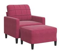 HETFTJN Fauteuil avec Repose-Pied en Velours Rouge Bordeaux, Fauteuil de Salon Design Moderne avec Pouf Rembourré, Chaise Relax Confortable pour Salon et Chambre, 77 x 77 x 80 cm