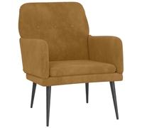HETFTJN Fauteuil de Salon en Velours Marron - Chaise de Relaxation Confortable avec Pieds en Métal et Dossier Incliné - Fauteuil Crapaud Rembourré pour Chambre et Bureau, 62 x 79 x 79 cm